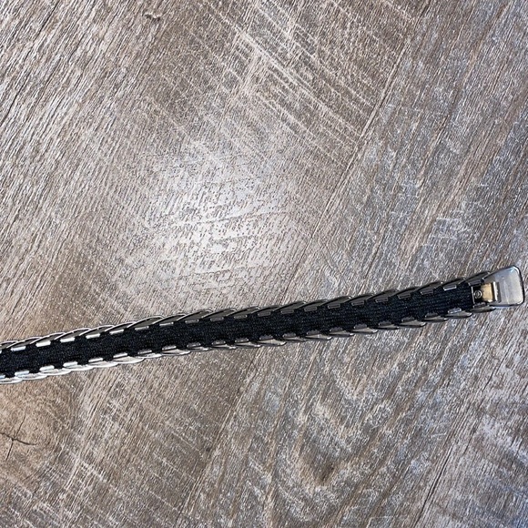 Unbranded Silver Colored Metal Rectangular Scale Elastic Belt OS - Picture 10 of 14